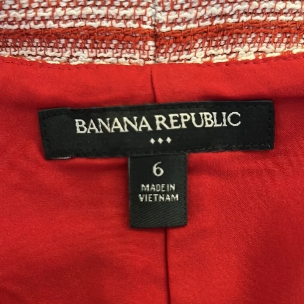 Banana Republic Red & White Tweed Business Skirt‎ Size 6